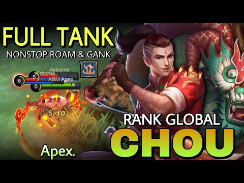 94% Win Rate Chou Full Tank Build NonStop Roam & Gank!! Top Global Chou Gameplay by Apex. - MLBB
