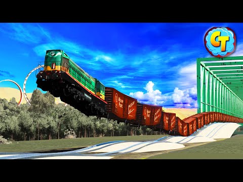 Train Accidents Derailments ✅ Long Trains High Speed Jumps (NEW Bridge Edition)✅ Beamng DRIVE