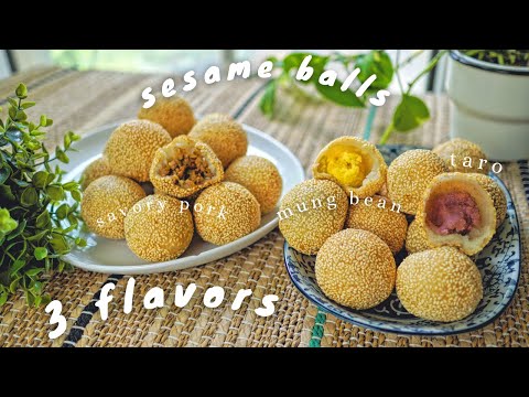 HOW TO MAKE SESAME BALLS | 3 DIFFERENT FLAVORS