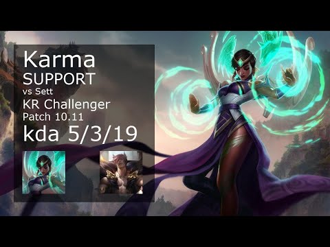 Karma Support vs Sett - KR Challenger 5/3/19 Patch 10.11 Gameplay