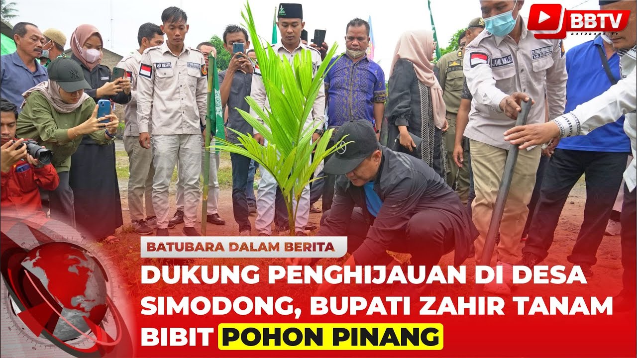 DUKUNG PENGHIJAUAN DI DESA SIMODONG, BUPATI ZAHIR TANAM BIBIT POHON PINANG