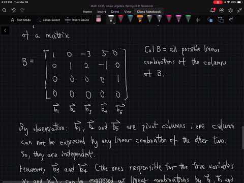 Sec 2.8 Basis for column space Col B