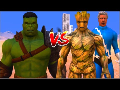 100 Hulk vs 1000 Groot and 1000 Quick Silvers (Marvel vs Marvel)