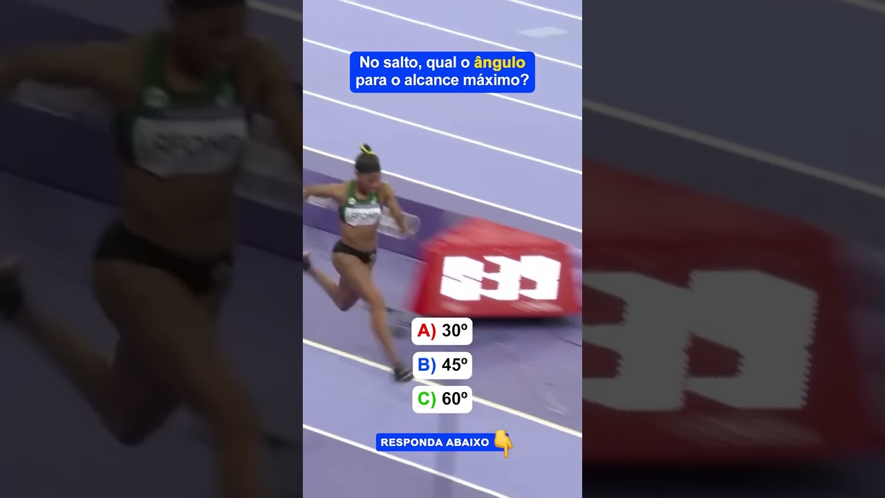 QUAL O ÂNGULO PARA ALCANCE MÁXIMO NESSE SALTO?🤸‍♀️🥇 #SHORTS