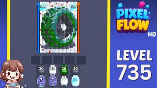 Pixel Flow Level 735 Solution Walkthrough