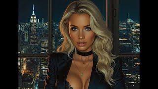 Beautiful Blonde - Nighttime Skyline Theme 🌃🌌🌟💫✨ #AIAnimation #AIVideo