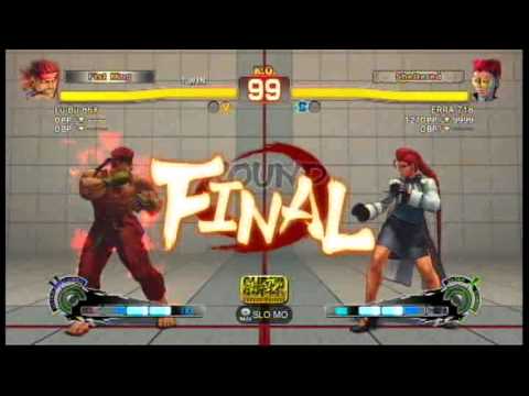 SSFIV AE Online Fights: Lu Bu 86X (Evil Ryu) vs Erra 718 (Viper) FightStick Training