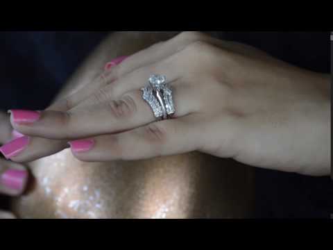 0.66 ct. Double Row Criss Cross Ring Guard Enhancer - Twobirch  TB-GUARD-0127-WG-I