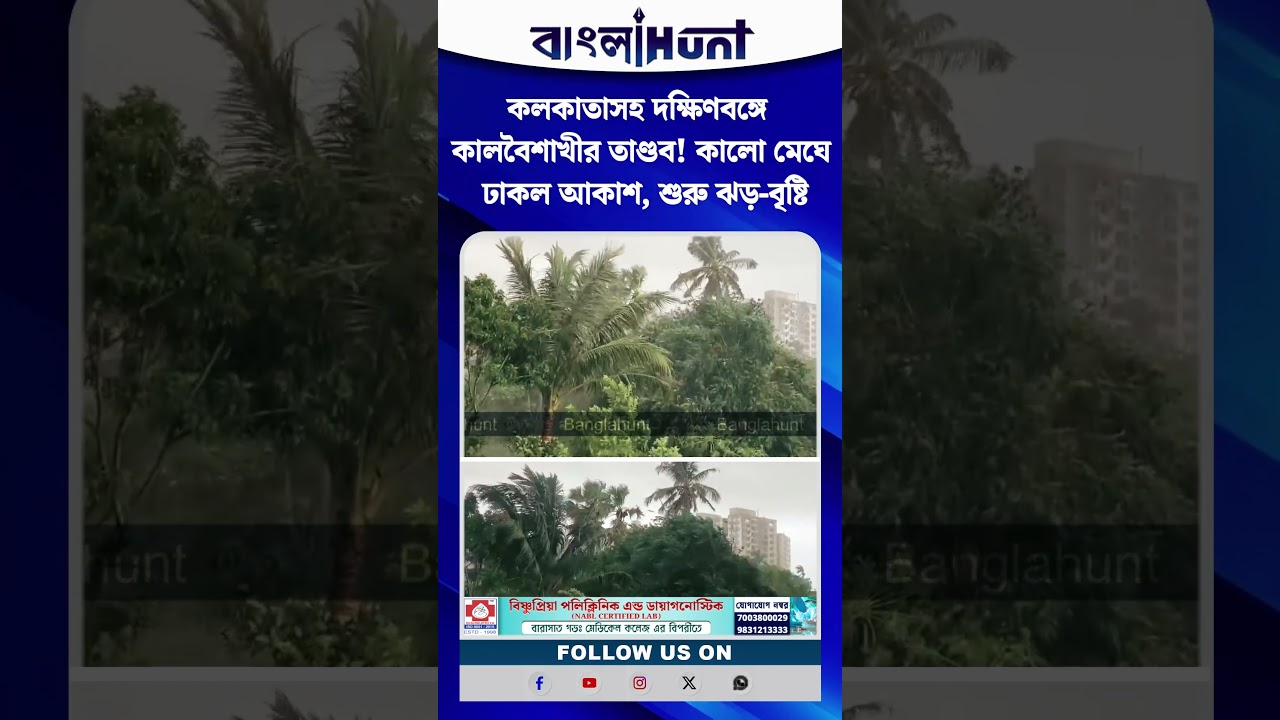 কলকাতাসহ দক্ষিণবঙ্গে কালবৈশাখীর তাণ্ডব! কালো মেঘে ঢাকল আকাশ, শুরু ঝড়-বৃষ্টি
