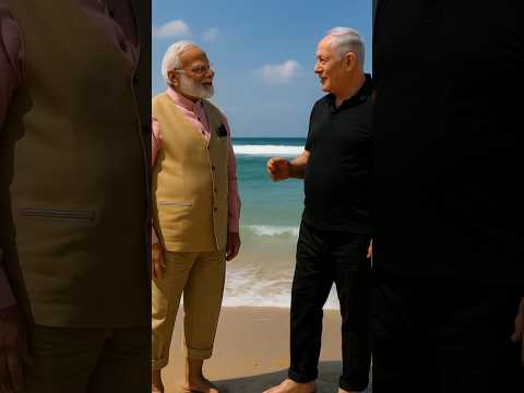 Netanyahu and Narendra Modi enjoying at the beach