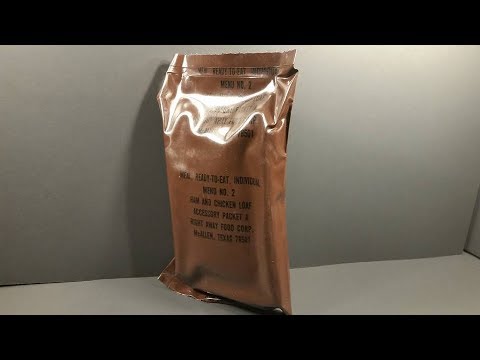 Eating 33 Year Old US MRE 1984 Ham & Chicken Loaf Vintage MRE Review Meal Ready to Eat Taste Test
