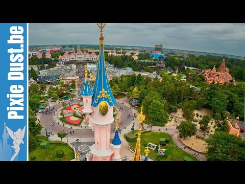 Video: Aerial views of the Disneyland Park at Disneyland Paris — Disneyland Park (Paris) in Chessy, Marne-la-Vallée