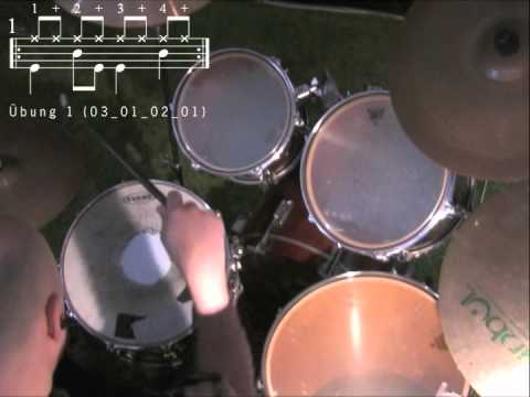 03_01_02_01 Übung 1 - bpm 50 Bassdrum Doppelschläge Upbeat 1 und 2-taktig (I)