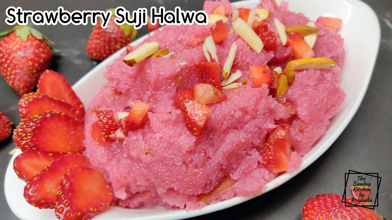 Strawberry Sheera | Strawberry Suji Halwa | Strawberry Sweet recipe | Strawberry Halwa Recipe