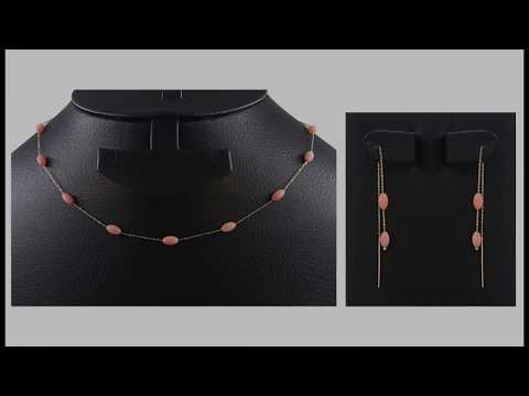 Teleios Luxe 18K Gold Rice Corals Beaded Necklace & Earrings - TL0000262