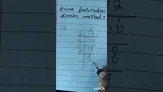 prime factorization by division method | prime factors of 72 #shorts #viral #math