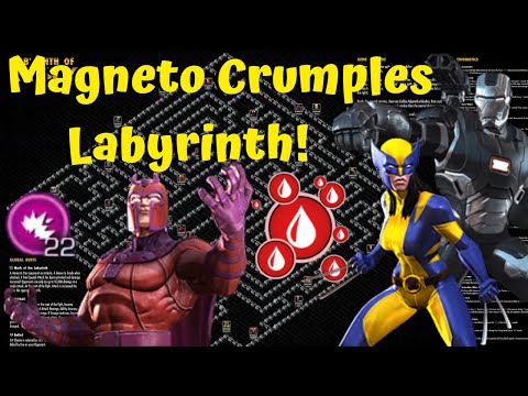 Magneto Literally Crumples Labyrinth of Legends! Absurd Magnet Damage! - Marvel Contest of Champions