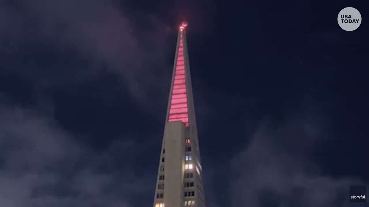 See rare blood moon creep over skyline in timelapse video