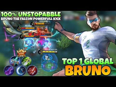 100% Unstoppable! Bruno The Falcon Powerful kick Damage! | Top 1 Global Bruno | Mobile legends