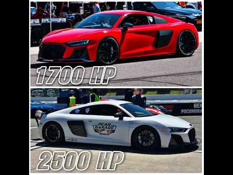 1700 HP Audi R8 V10 TWIN TURBO VS 2500 HP Audi R8 V10 TWIN TURBO #audir8 #racing #dragy