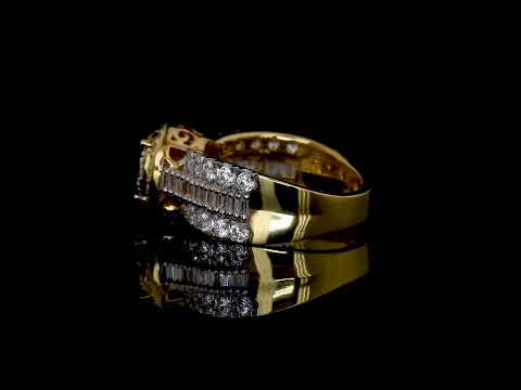 18K Gold Wide Band Halo Diamond Ring for Women ( Multi Layer Cluster Engagement Ring Manufacturer )