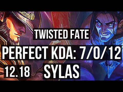 TWISTED FATE vs SYLAS (MID) | 7/0/12, 2.9M mastery, 900+ games, Godlike | KR Master | 12.18