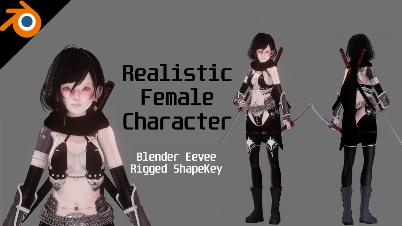 Dark Assassin Girl - Realistic Female Character - Blender Eevee 3D Model