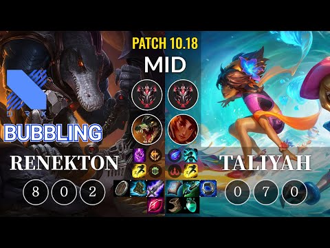 DRX Bubbling Renekton vs Taliyah Mid - KR Patch 10.18