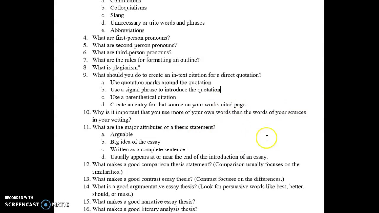 Final Exam ENG 101 Review
