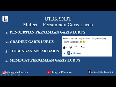 SETENGAH JAM PAHAM PERSAMAAN GARIS LURUS  & GRADIEN - Konsep Dasar, Materi, dan Latihan Soal