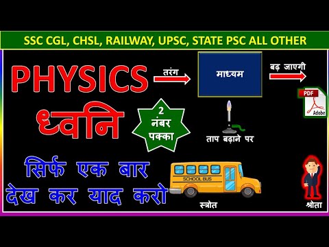 PHYSICS in hindi | Sound (ध्वनि) ।For ssc cgl, chsl , uppcs, railway,सिर्फ एक बार मे सब याद करें Video