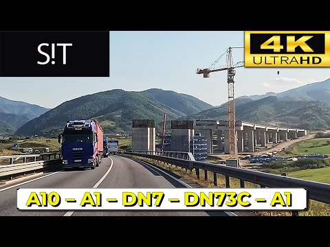 Turda - A1 km 59 | Traseu complet A10 – A1 – DN7 – DN73C | Apus si luna pe autostrada | 4K 60FPS