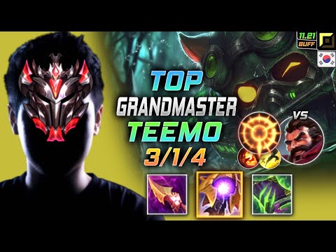GrandMaster Teemo TOP vs Graves - 천상계 탑 티모 템트리 룬 내셔 집공 ティーモ Тимо 迅捷斥候 提摩 - KR 11.21