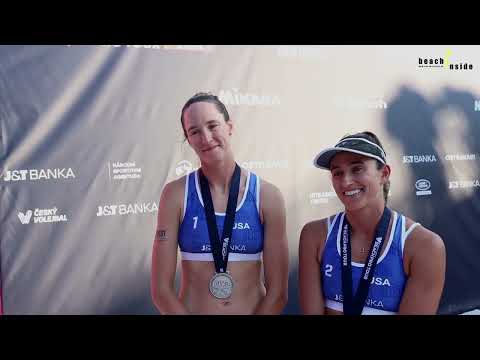 Terese Cannon and Sarah Sponcil (USA) after they won silver at #beachprotour #ostrava