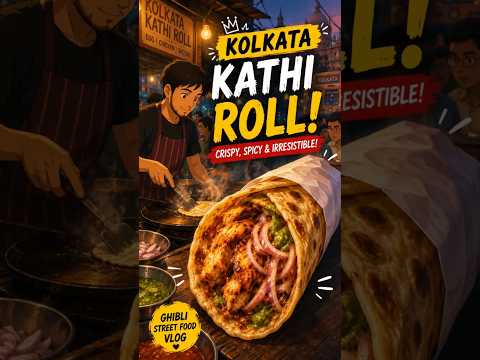🔥 Kolkata का सबसे Crispy Kathi Roll! 🌯 | Ghibli Street Food Vlog 🇮🇳 #shorts