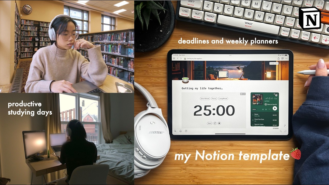 Getting my life together (1 month into 2025) + free Notion template 🍵🍵 | productive study vlog