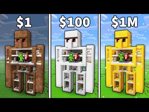 JJ and Mikey: From POOR To RICH Golem Base in Minecraft...