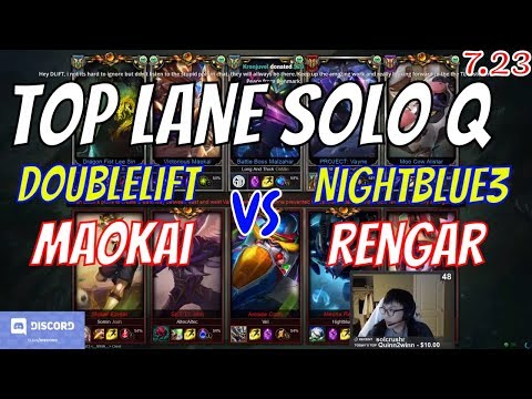 DOUBLELIFT Maokai vs NIGHTBLUE3 Rengar Top Stream Gameplay Season 8