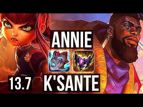 ANNIE vs K'SANTE (MID) | 5/0/6, 1.9M mastery, 1200+ games | KR Master | 13.7