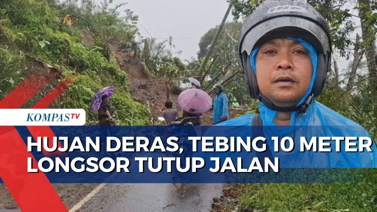 Hujan Deras Picu Tebing 10 Meter Longsor di Karangasem, Jalan Ditutup & Lalu Lintas Lumpuh
