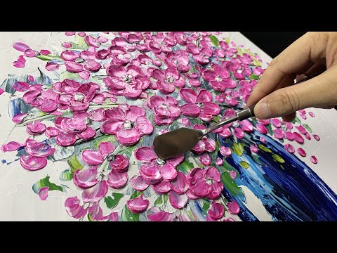 Thick Paint #002 / Flowers in a Vase Palette Knife Acrylic Painting