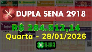 Resultado da Dupla Sena 2918, Quarta-feira, 28/01/2026