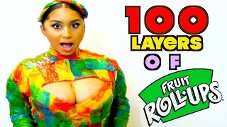 100 LAYERS of FRUIT ROLL UPS CHALLENGE!