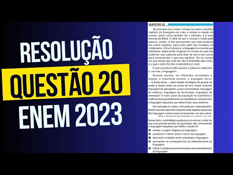 Resolução questão 20 (PROVA AZUL) | Linguagens ENEM 2023