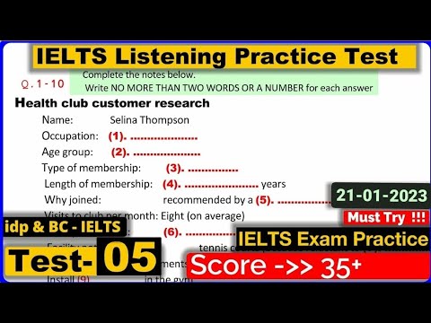 21 JANUARY HARD LISTENING TEST 2023 | IDP ACADEMIC LISTENING TEST 2023 | REAL LISTENING TEST 2023
