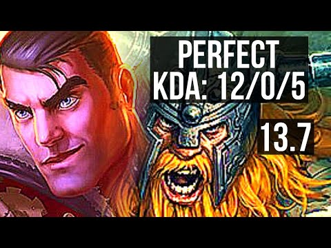 JAYCE vs OLAF (TOP) | 12/0/5, 66% winrate, Legendary | KR Master | 13.7