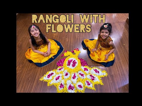 Rangoli with flowers | Peacock Rangoli | Happy Diwali