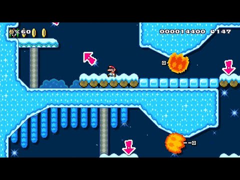 Super Mario Maker 2 - Hard Ice Skating by Sayuno - No Commentary