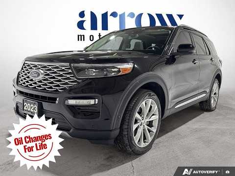 2023 Ford Explorer Platinum 4WD in Black for sale at Arrow Motors in Aylmer, ON