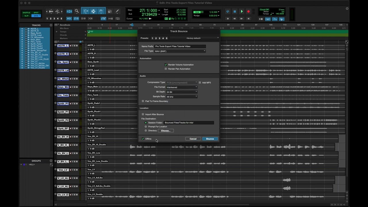 Export Individual Tracks in Pro Tools - Easy Mixing